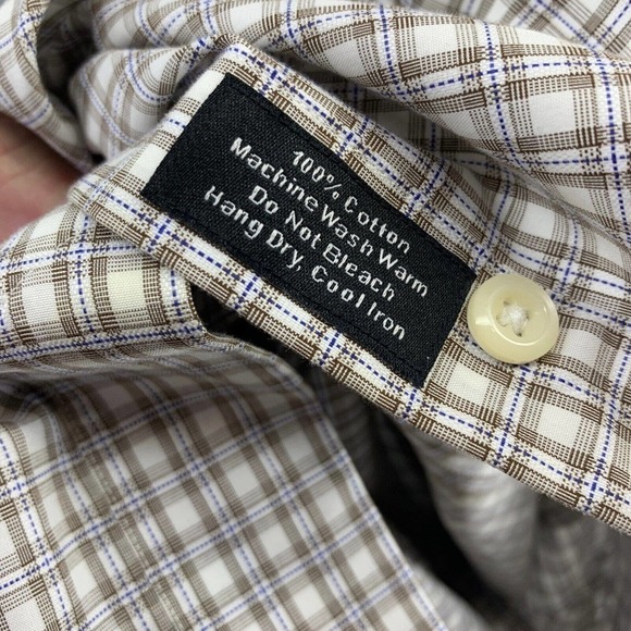 David Donahue Sz 15.5-32 Cotton Small Check Button Down Casual Dress Shirt - Picture 7 of 8